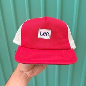 Vintage LEE Jeans Trucker hat snapback mesh red cap